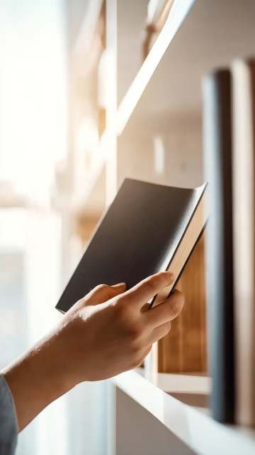 手从书架上取下一本书