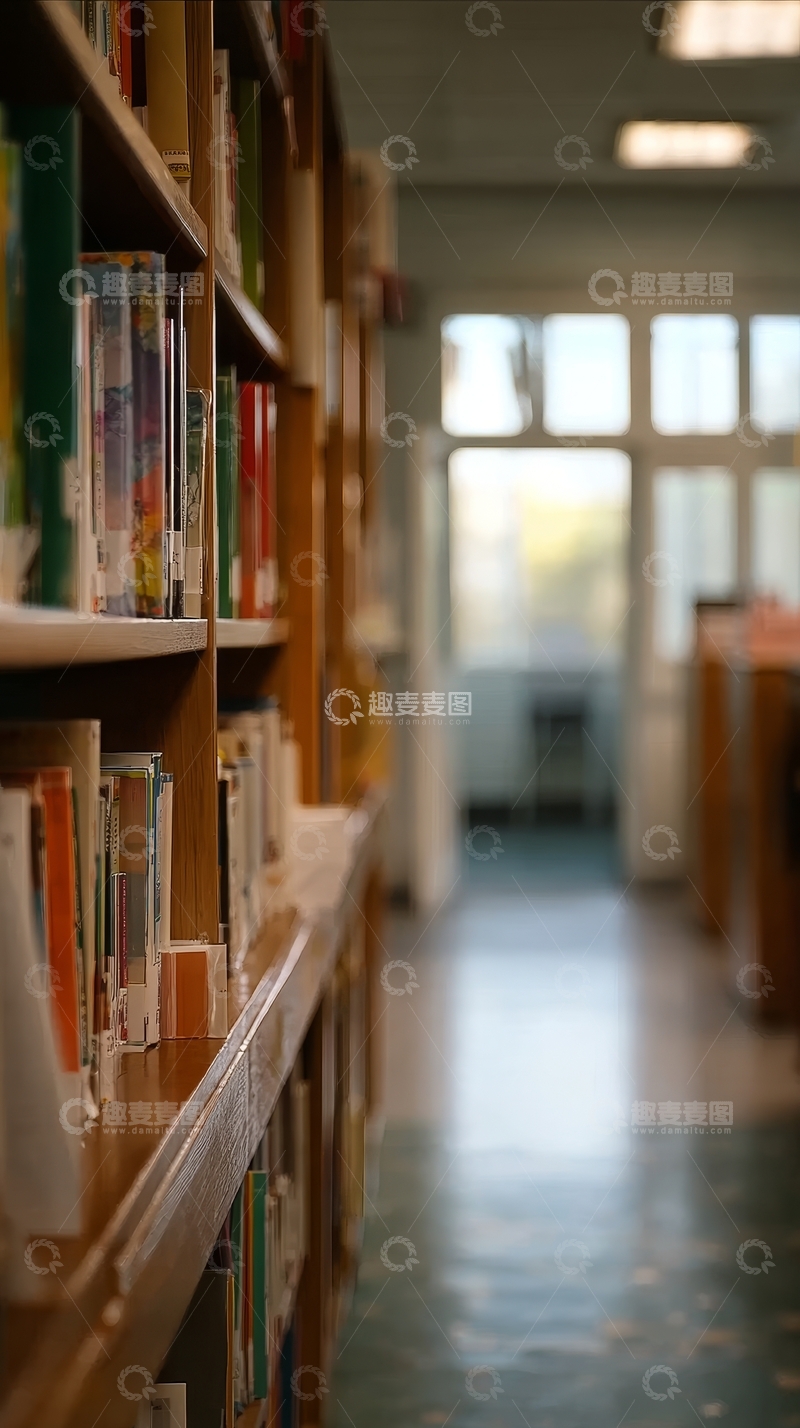 高清大图下载【趣麦麦图】-图书馆书架排列整齐