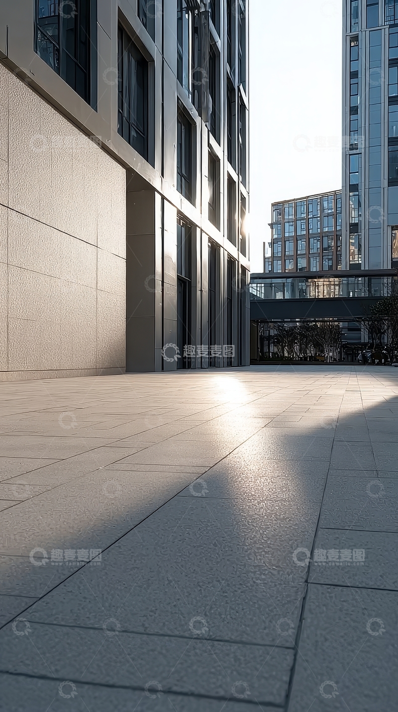 高清大图下载【趣麦麦图】现代建筑庭院阳光照射