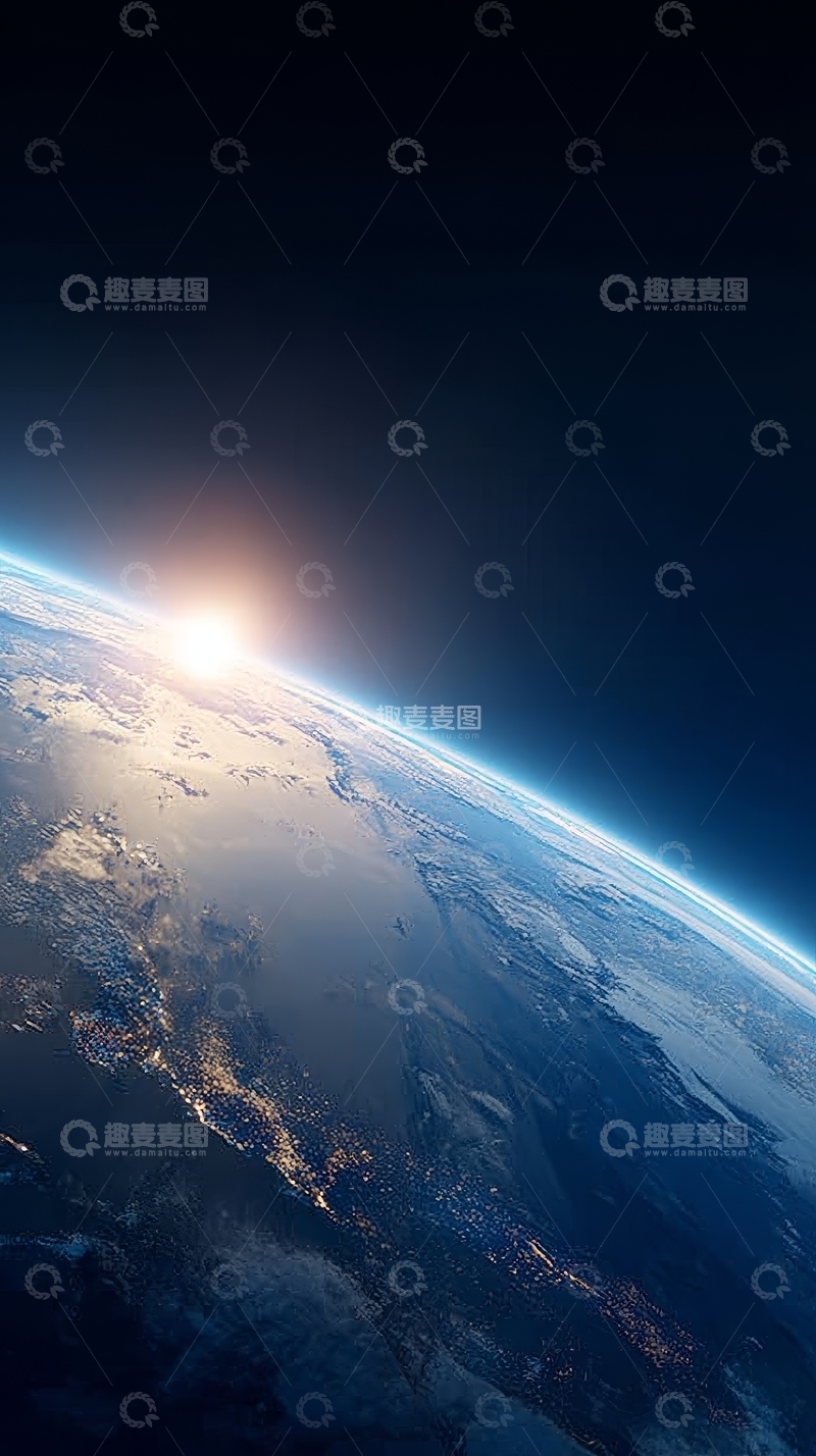 高清大图下载【趣麦麦图】地球从太空视角的日出景象