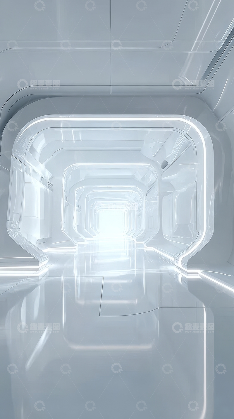 高清大图下载【趣麦麦图】未来感白色科技走廊