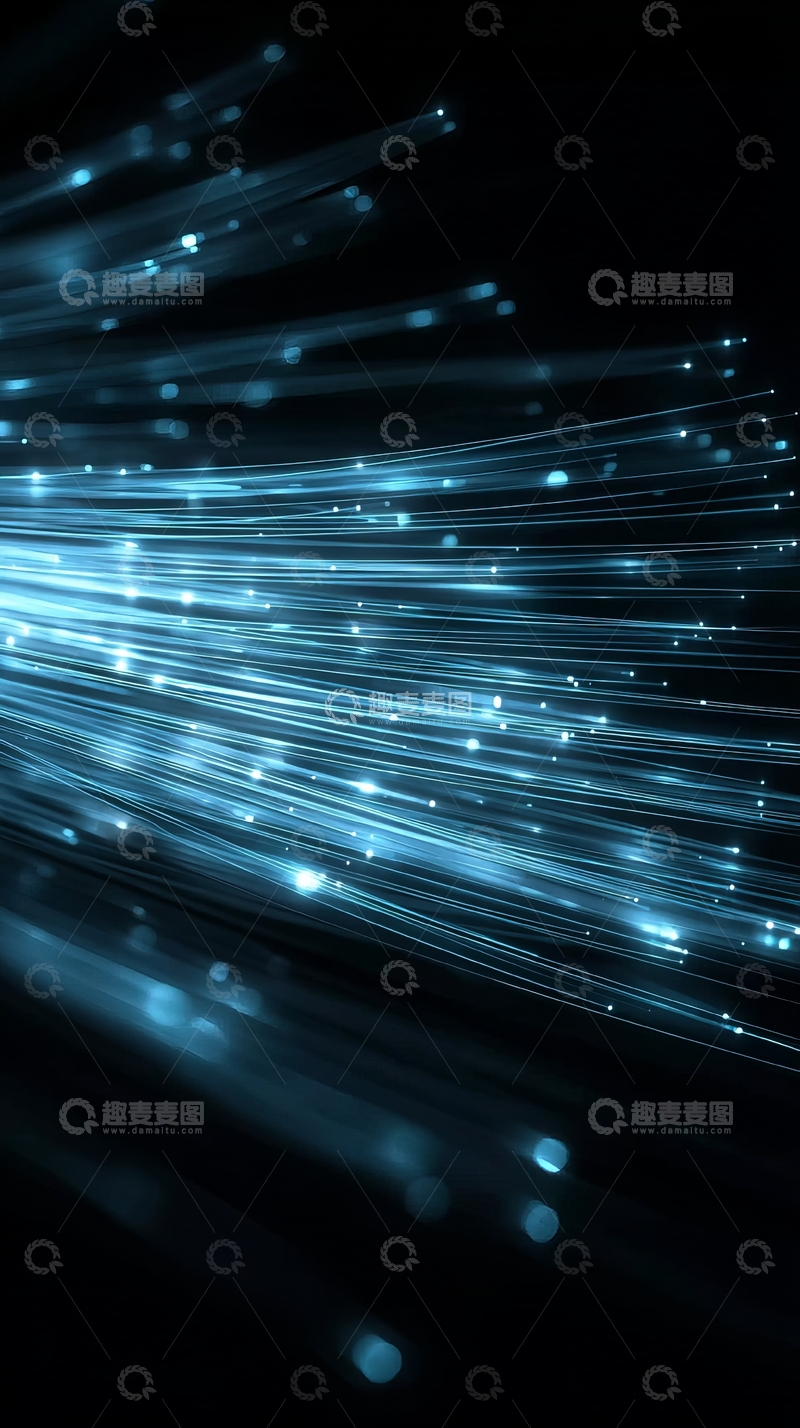高清大图下载【趣麦麦图】发光光纤束在黑暗中延伸