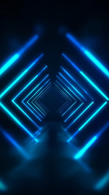 蓝色光带构成的未来感隧道