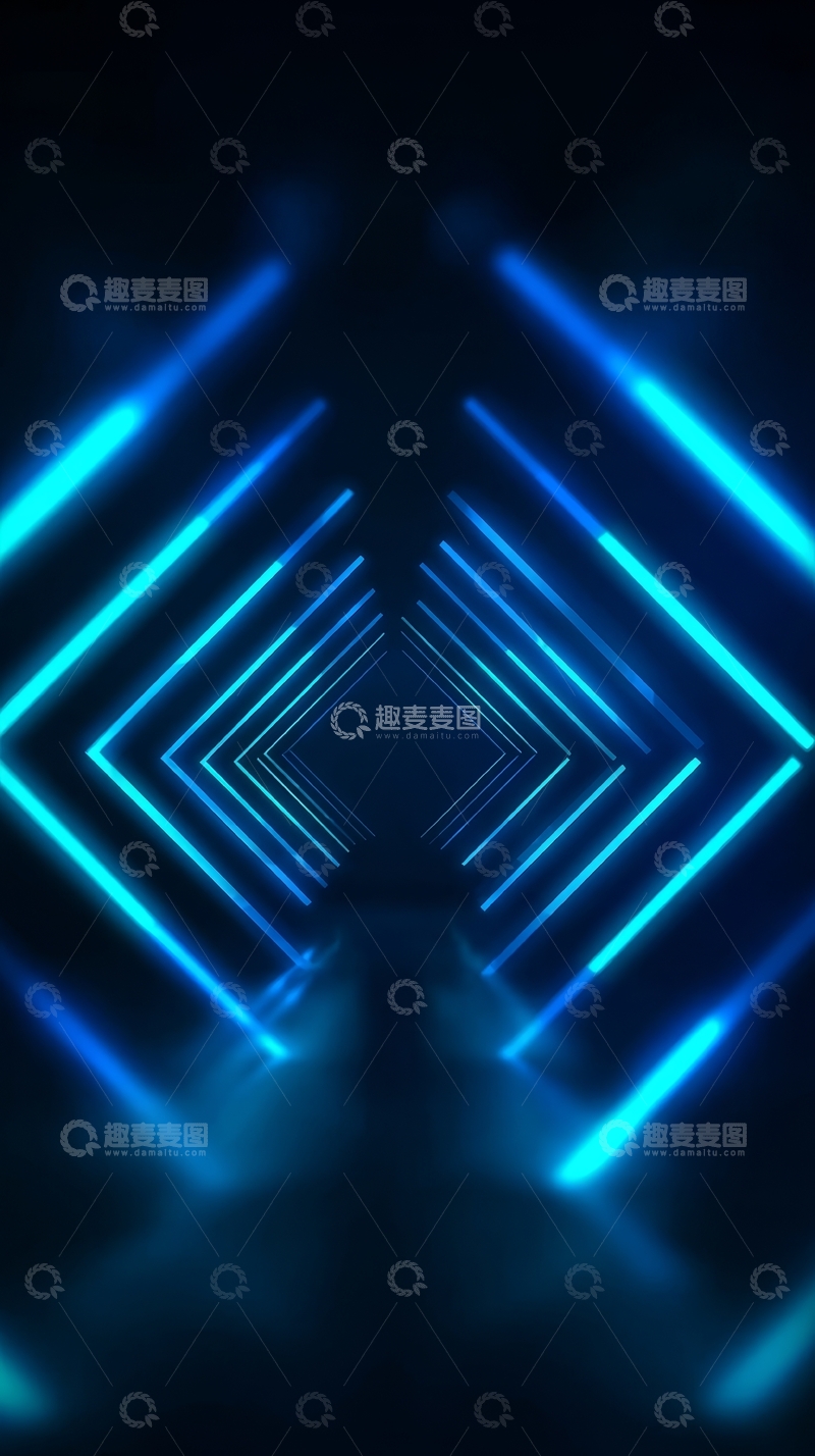 高清大图下载【趣麦麦图】蓝色光带构成的未来感隧道