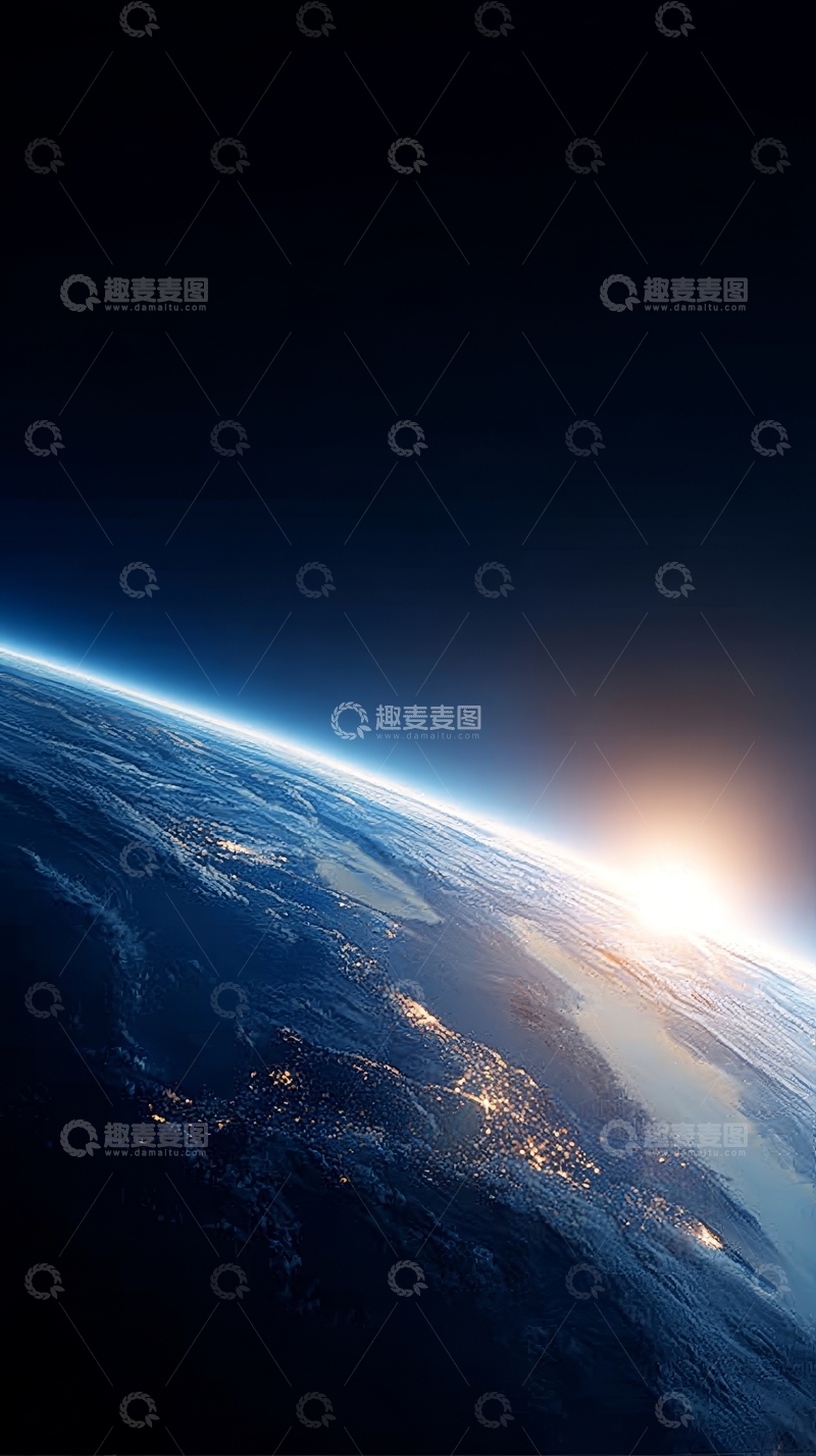 高清大图下载【趣麦麦图】地球从太空视角的日出景象