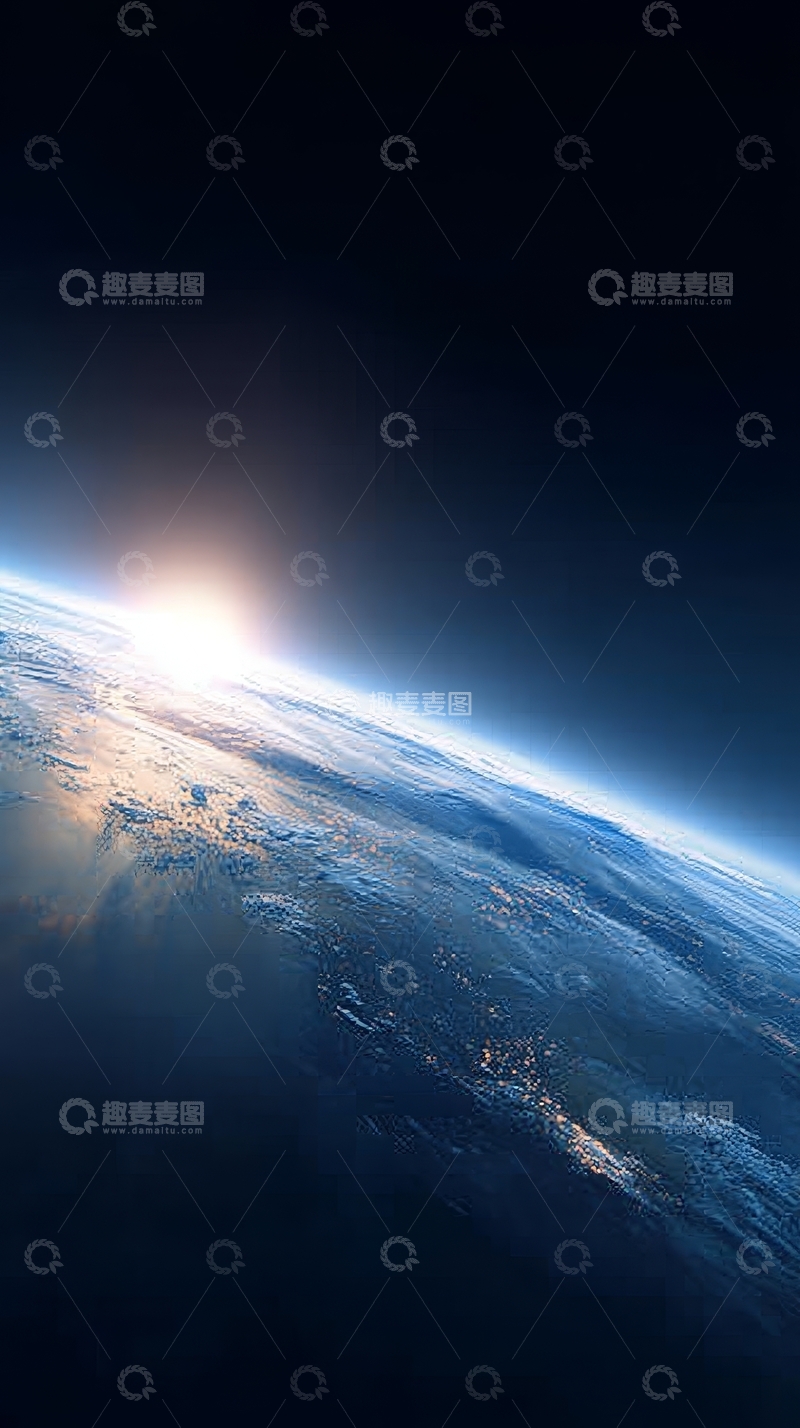 高清大图下载【趣麦麦图】地球从太空视角的日出景象