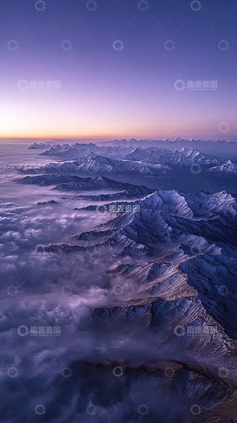 高清大图下载【趣麦麦图】雪山云海日出高空俯瞰