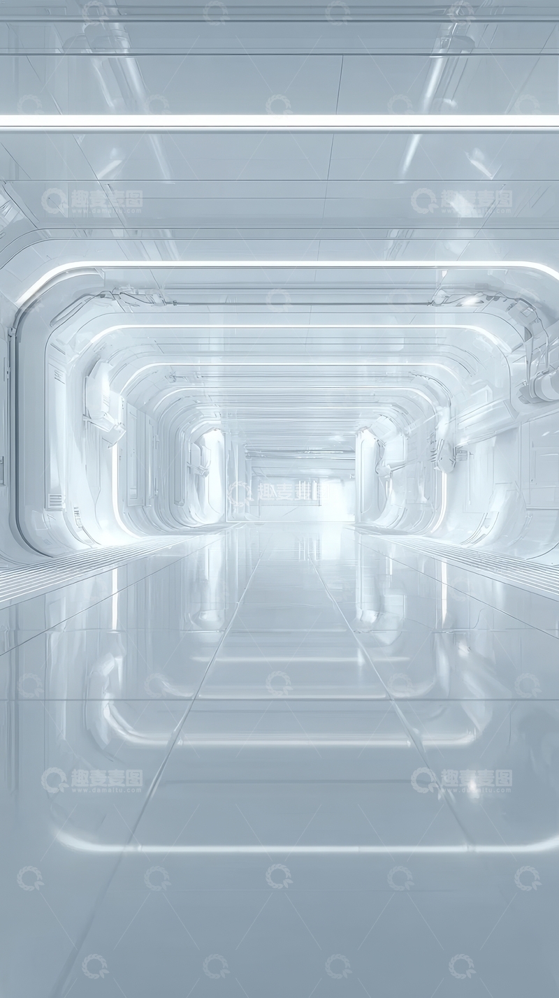 高清大图下载【趣麦麦图】未来感白色科技隧道