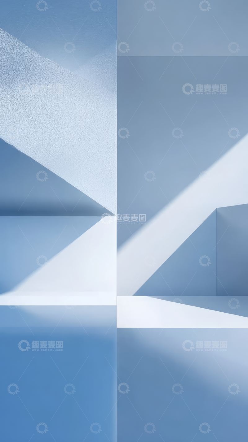 高清大图下载【趣麦麦图】蓝色几何光影空间