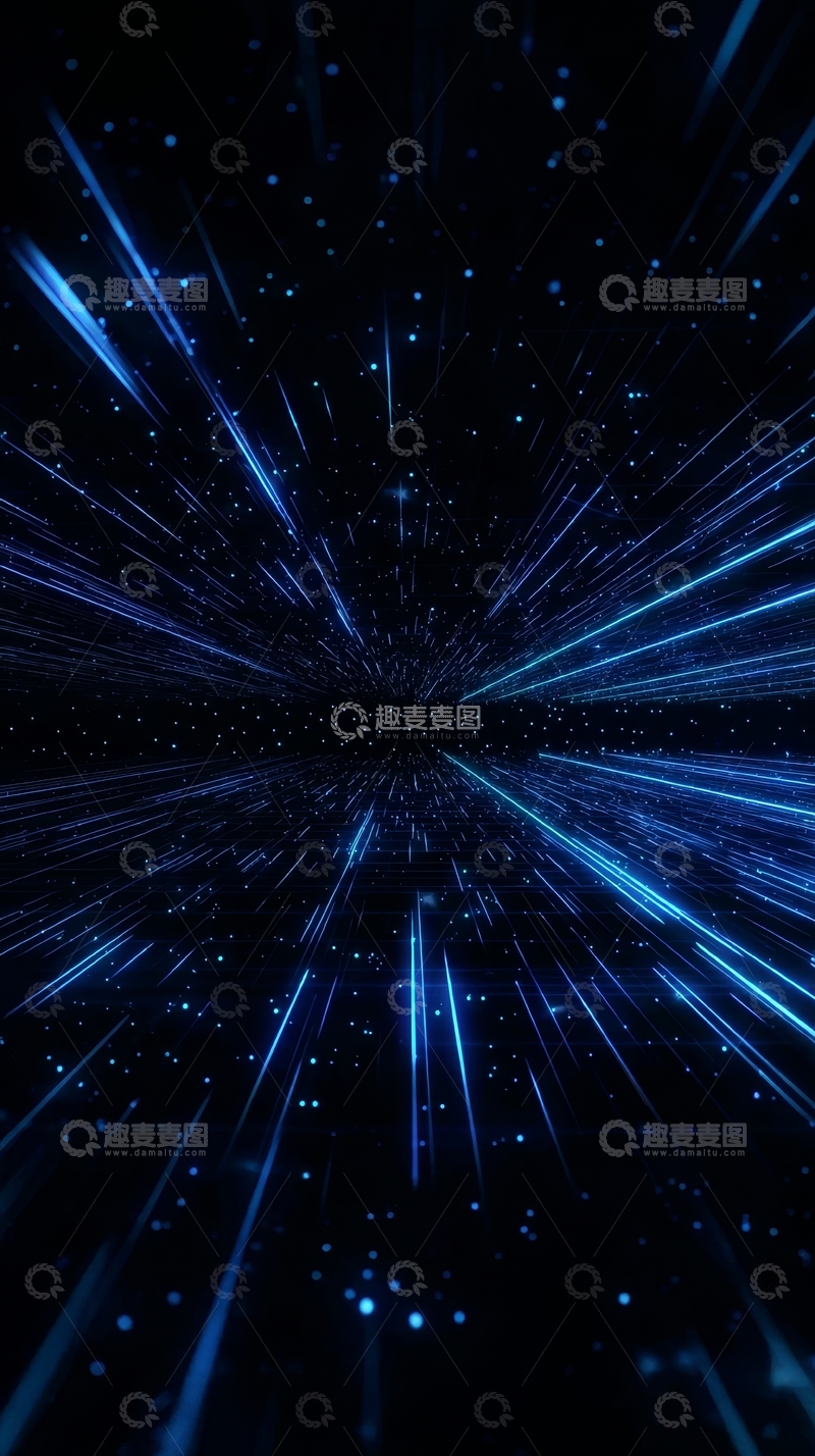 高清大图下载【趣麦麦图】蓝色光束在黑暗宇宙中穿梭