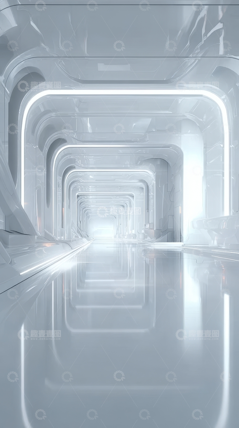 高清大图下载【趣麦麦图】未来感白色科技隧道