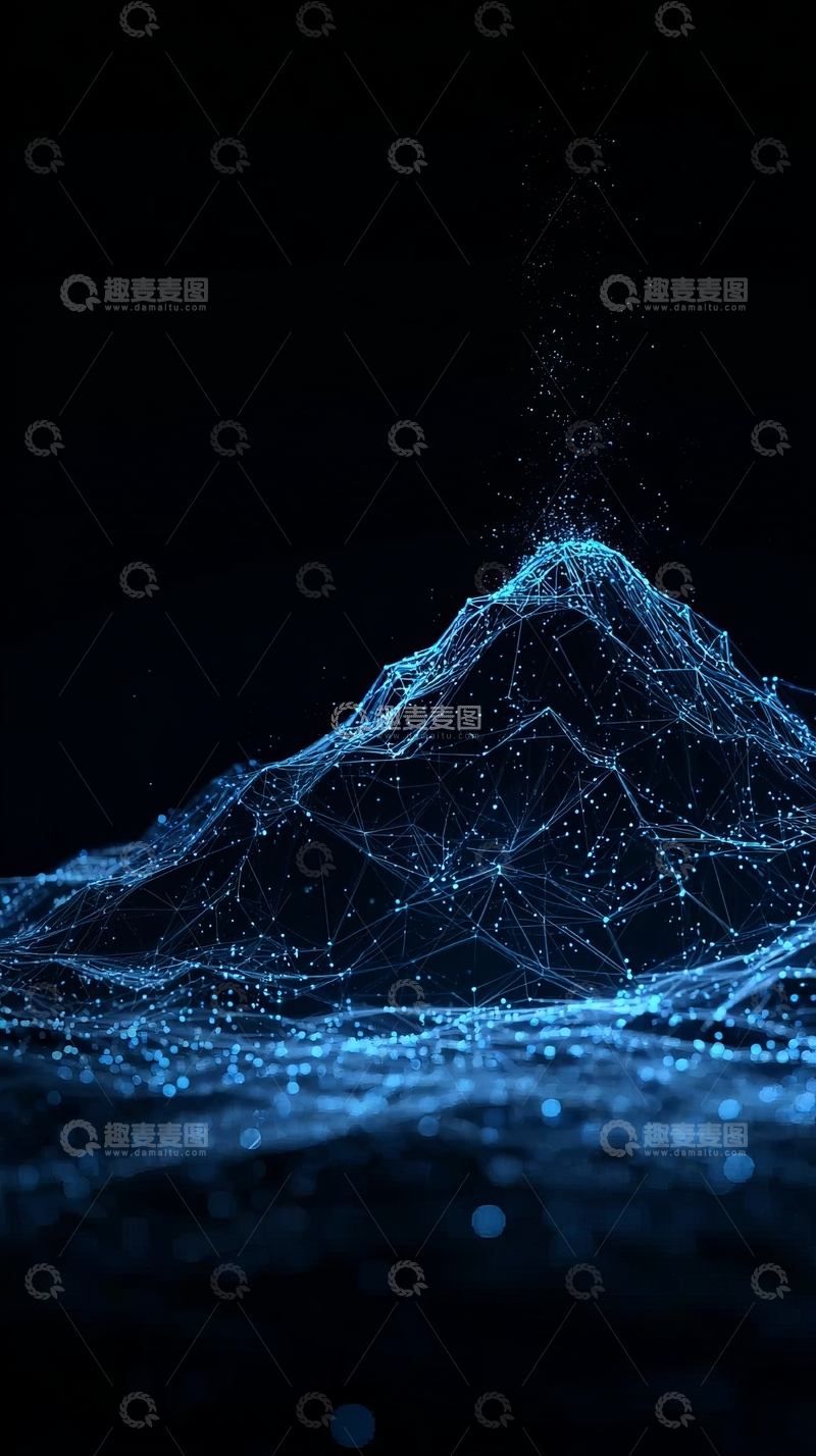 高清大图下载【趣麦麦图】蓝色粒子构成的山峰形态
