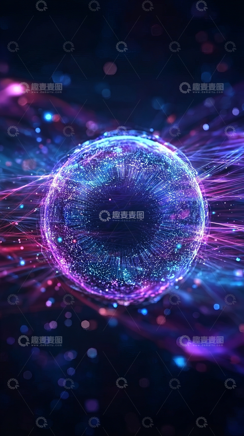 高清大图下载【趣麦麦图】发光球体在宇宙中旋转
