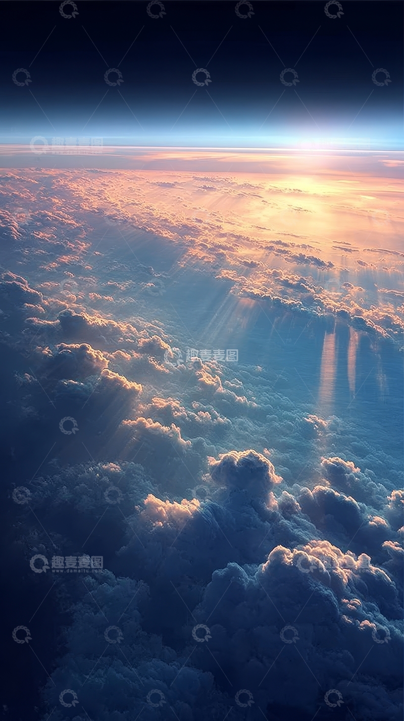 高清大图下载【趣麦麦图】高空云层日出景象