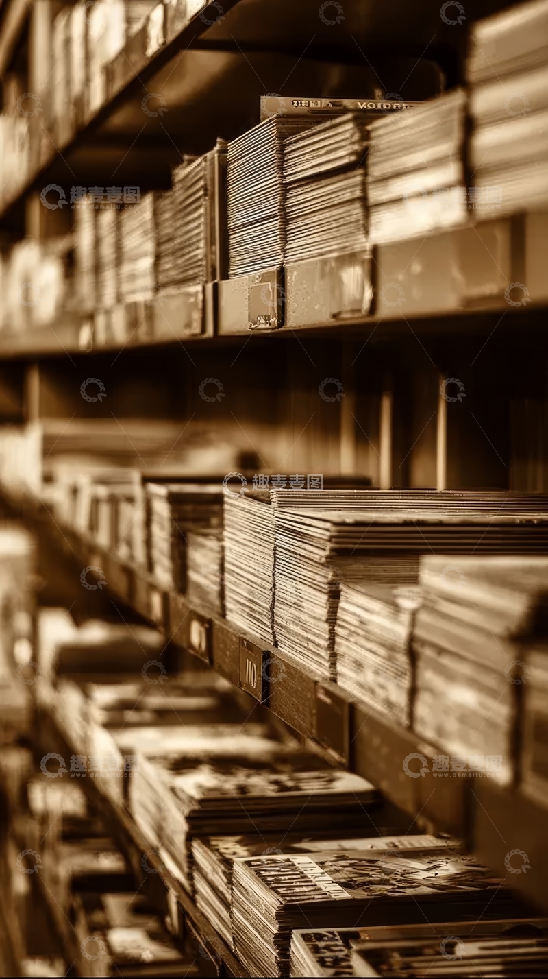 高清大图下载【趣麦麦图】书架上整齐排列的书籍