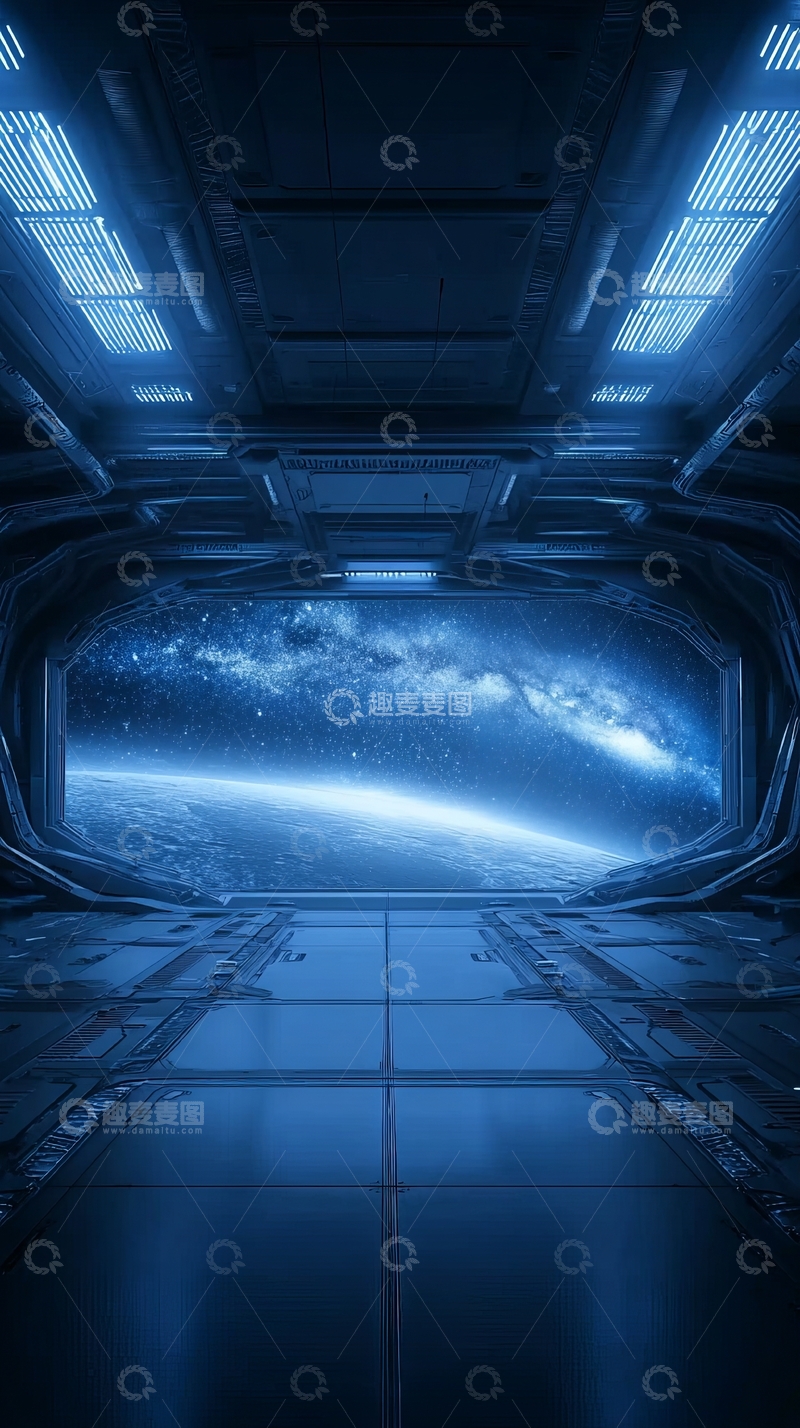 高清大图下载【趣麦麦图】太空舱内望向星河的景象