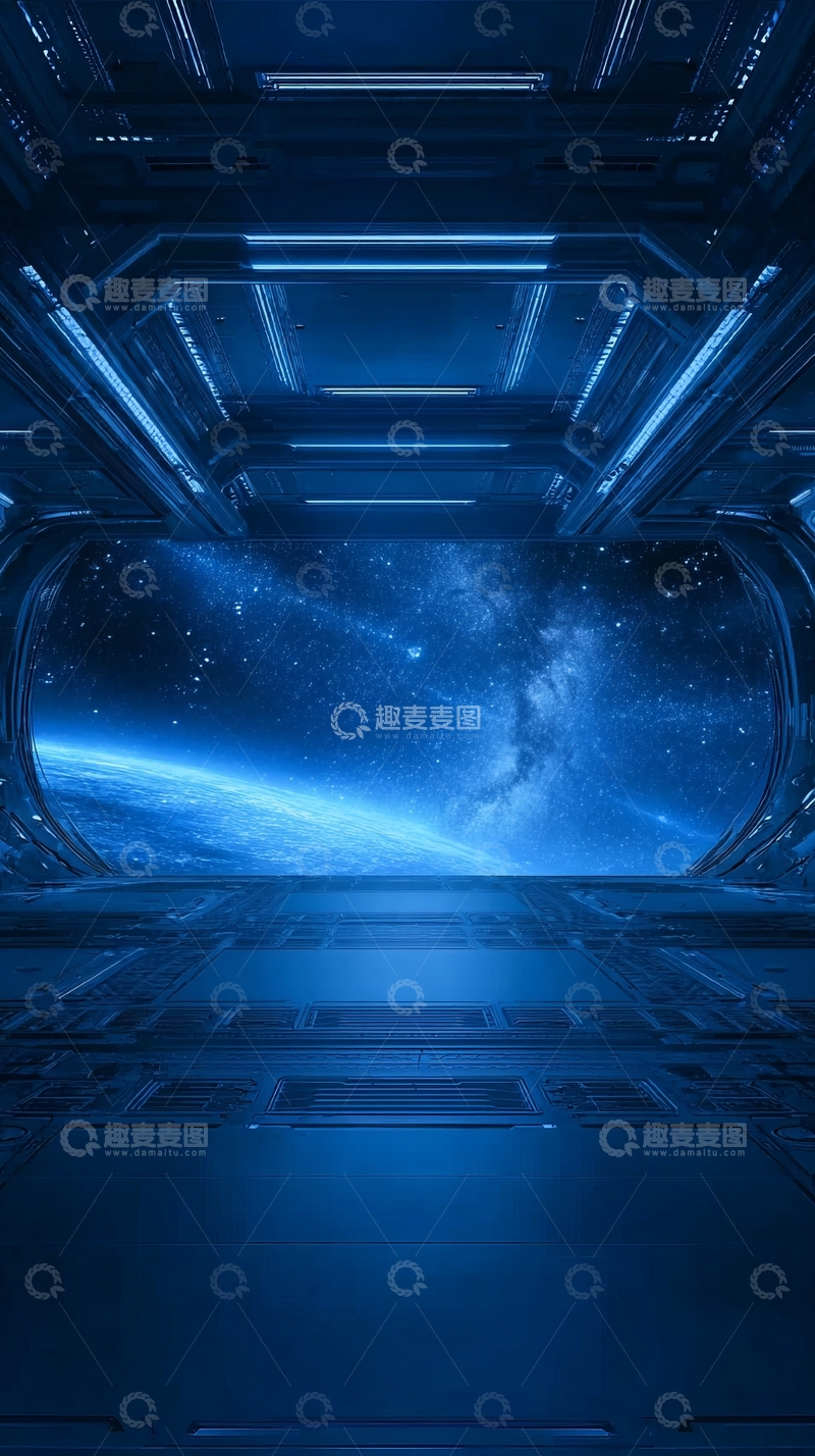 高清大图下载【趣麦麦图】太空舱内望向星河的景象