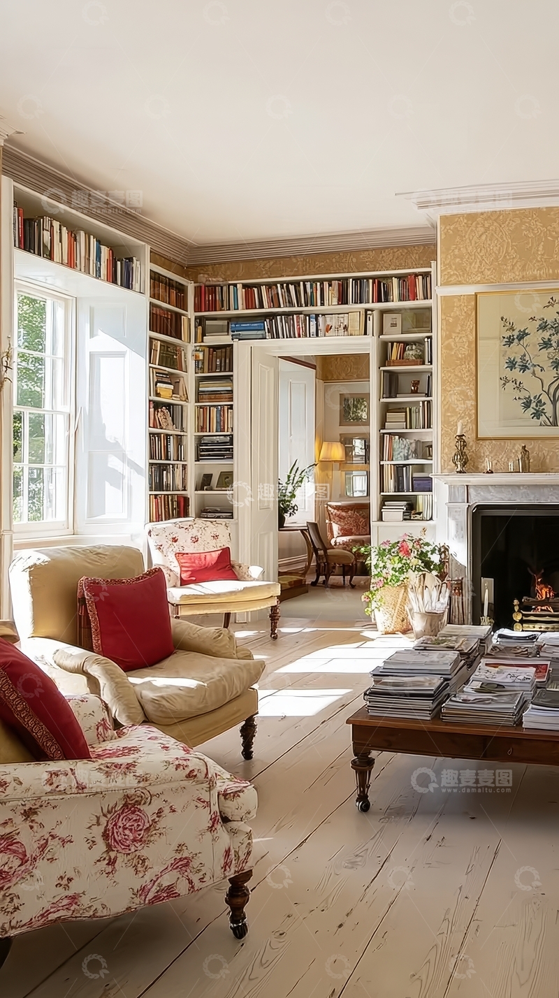 高清大图下载【趣麦麦图】明亮书房客厅布置
