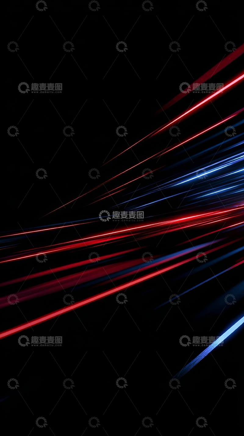 高清大图下载【趣麦麦图】红色蓝色光束在黑暗中交错
