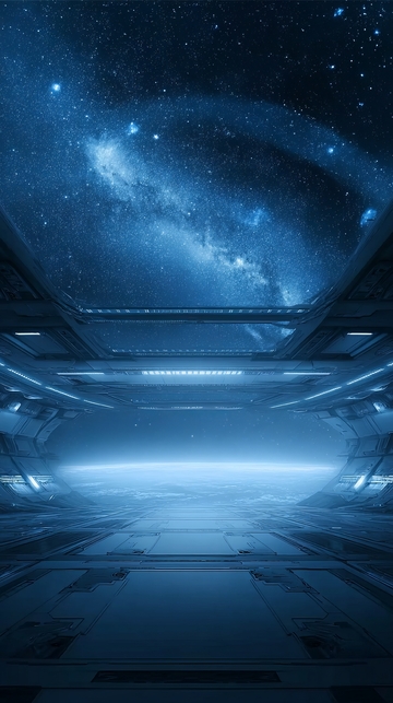 太空舱内仰望星河景象