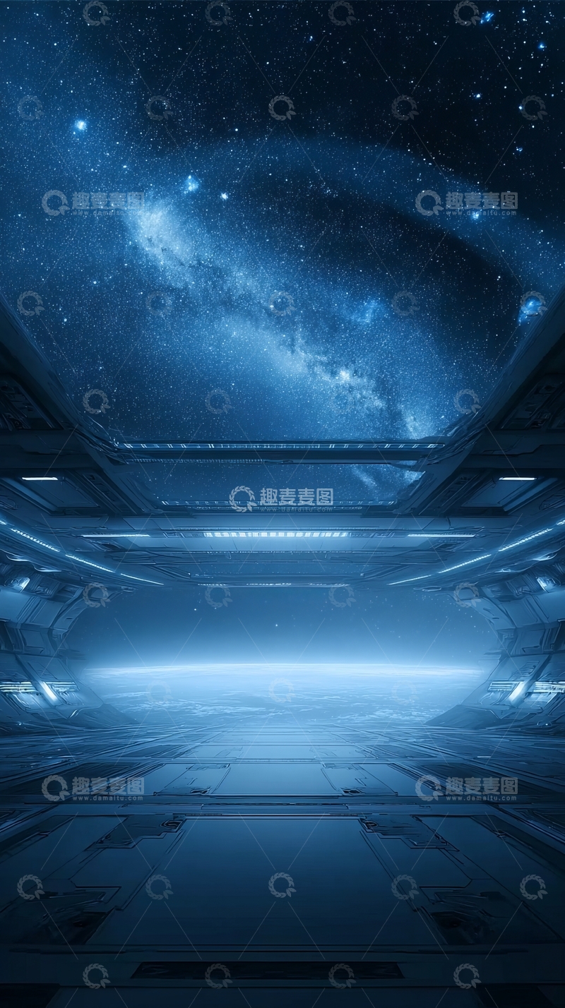 高清大图下载【趣麦麦图】太空舱内仰望星河景象