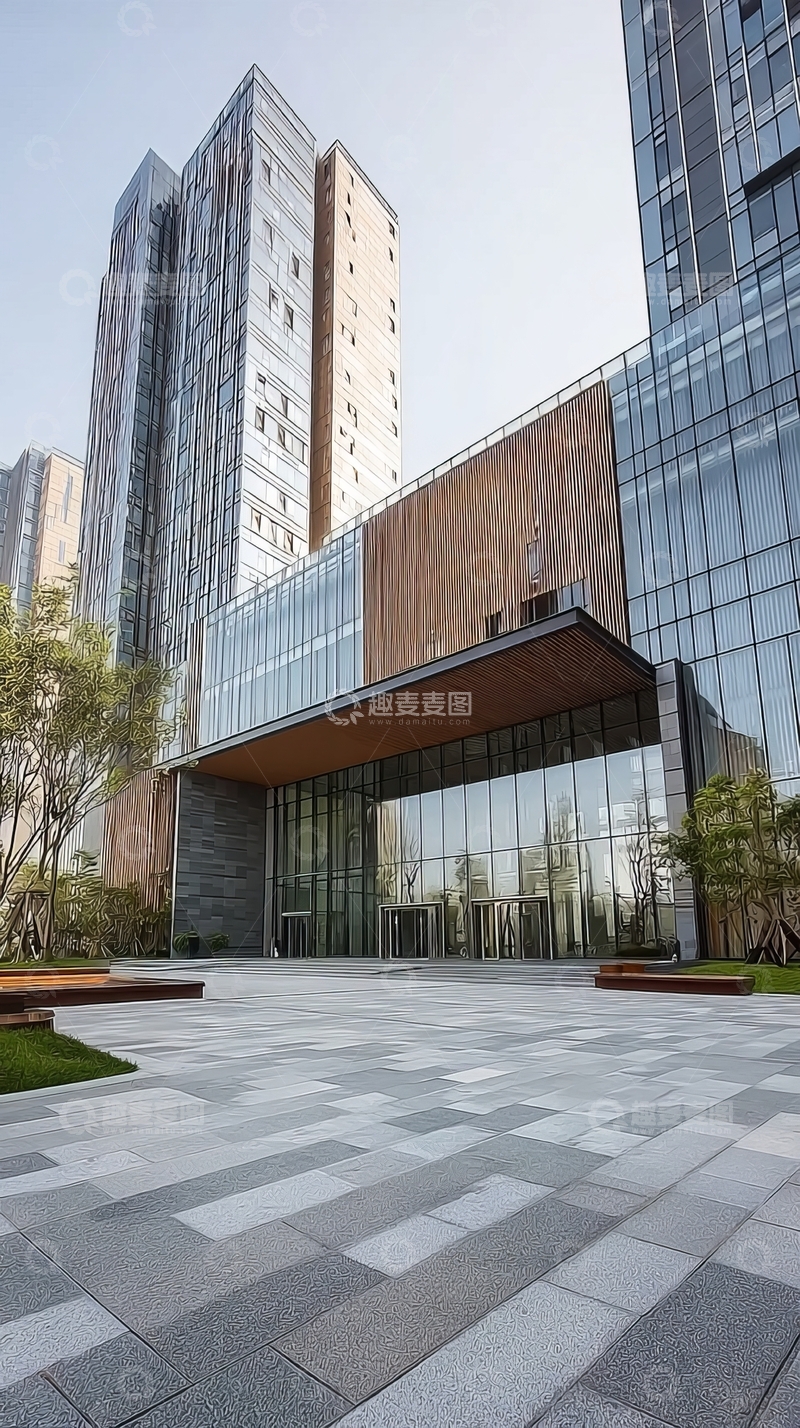 高清大图下载【趣麦麦图】现代建筑入口广场