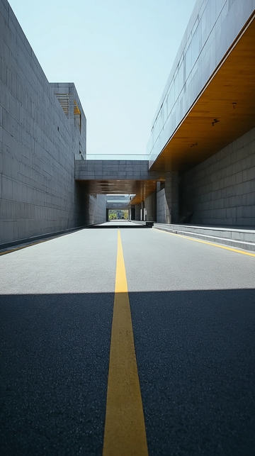 现代建筑间的通道道路