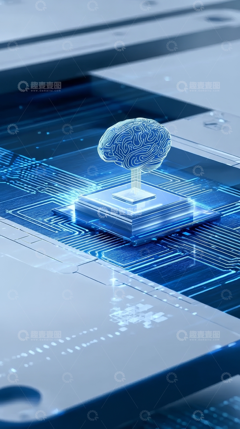 高清大图下载【趣麦麦图】脑芯片连接电路板