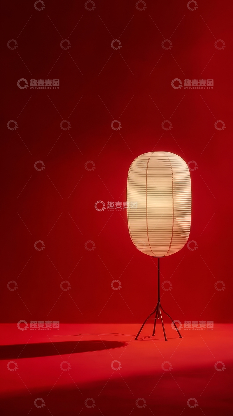 高清大图下载【趣麦麦图】红色背景下的立式纸灯