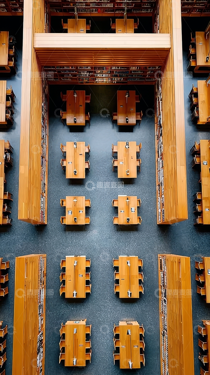 高清大图下载【趣麦麦图】木质桌椅排列的室内空间