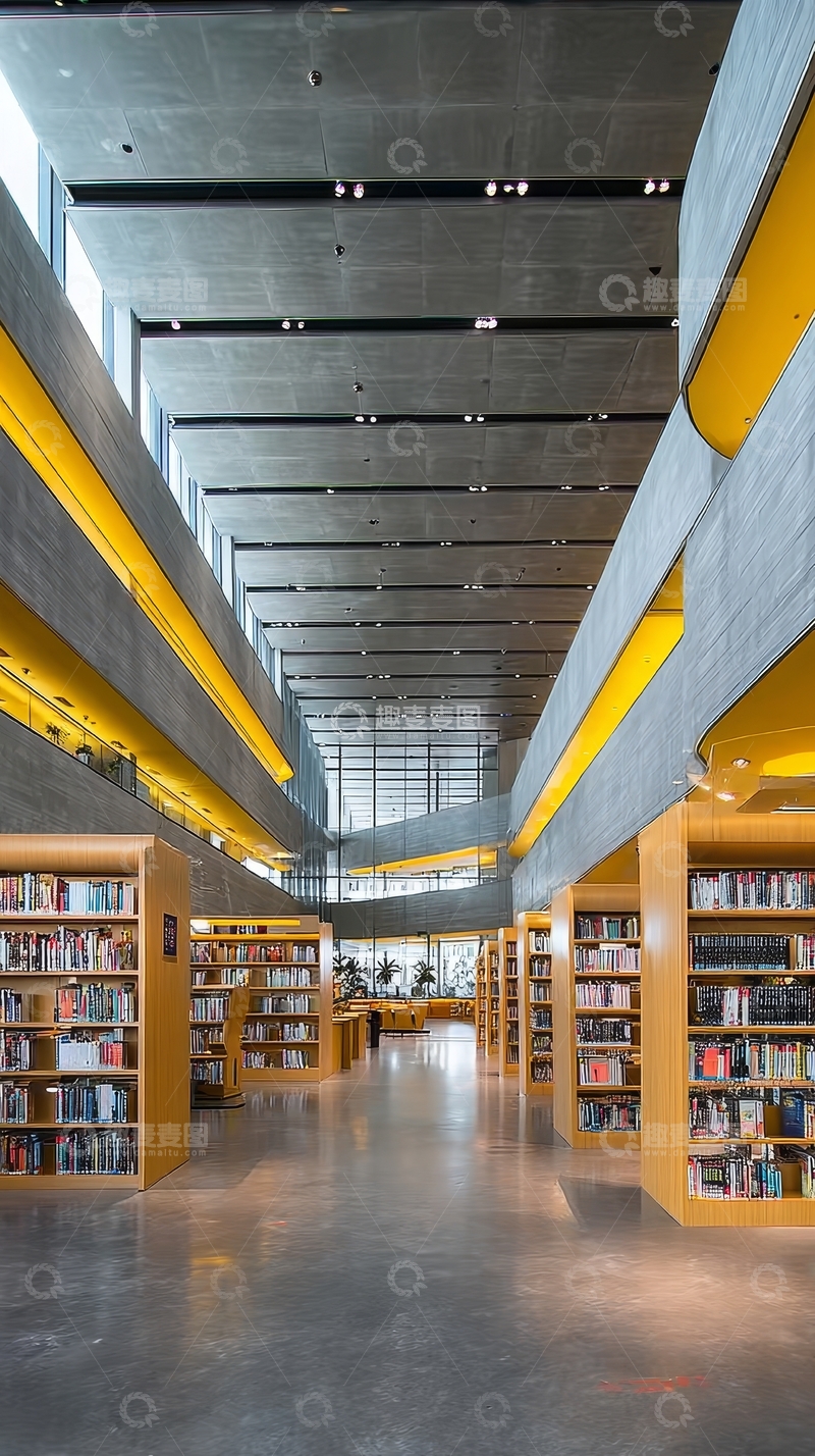 高清大图下载【趣麦麦图】现代化图书馆内部空间