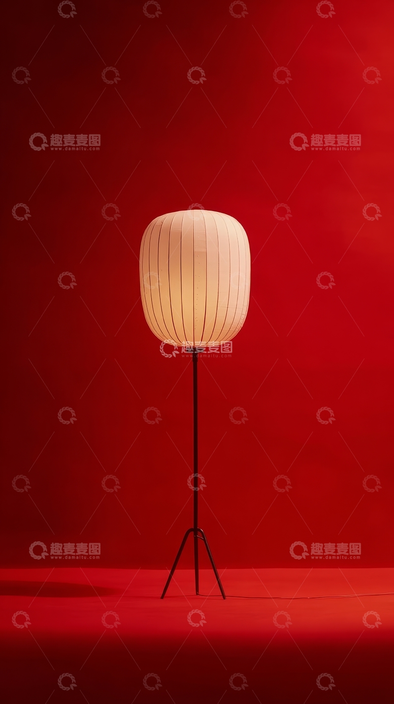 高清大图下载【趣麦麦图】红色背景下的落地灯