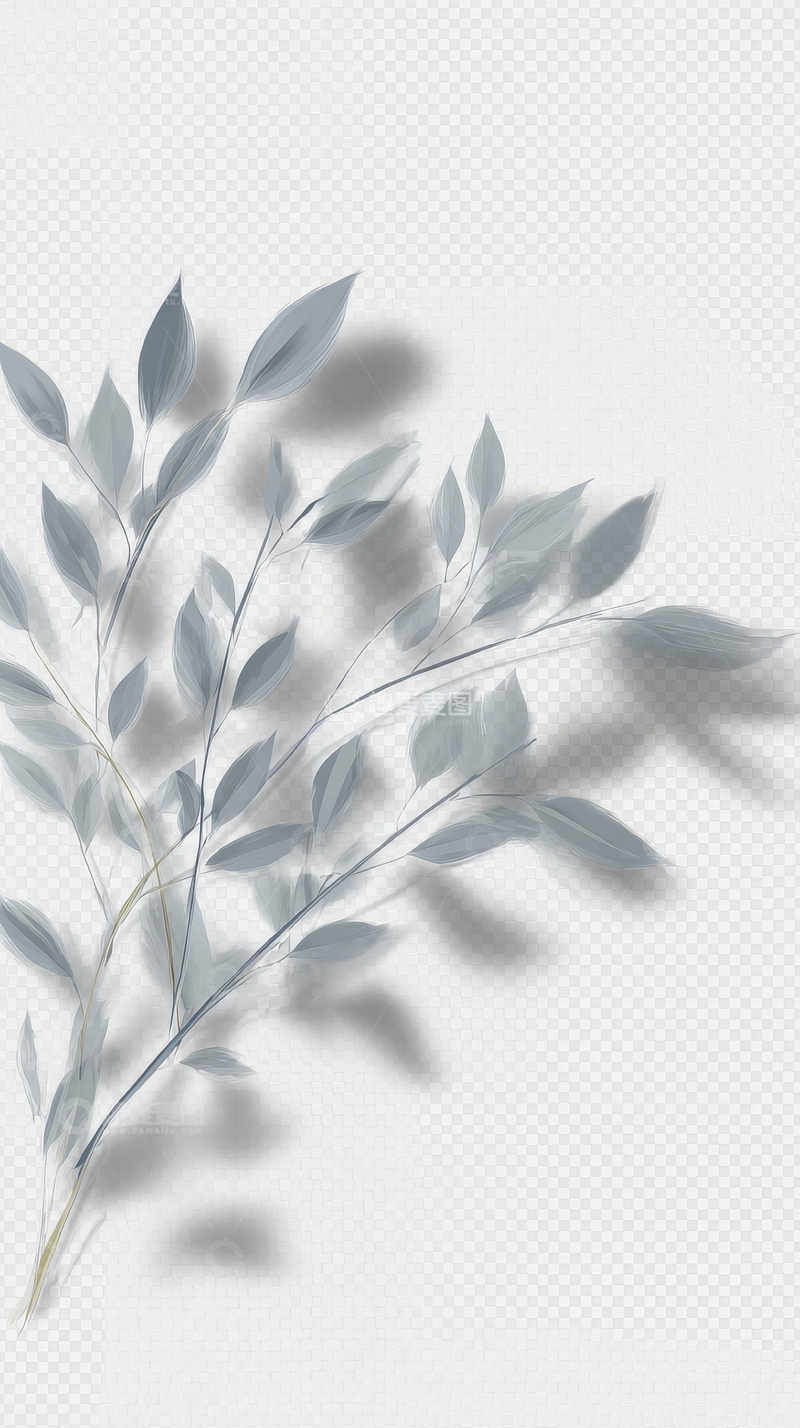 高清大图下载【趣麦麦图】灰白色枝叶的抽象图案