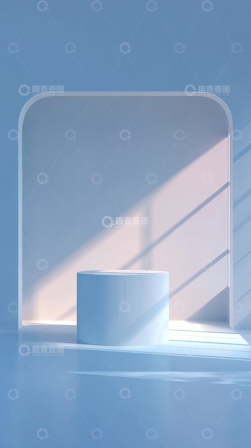 高清大图下载【趣麦麦图】蓝色背景中的白色圆柱体