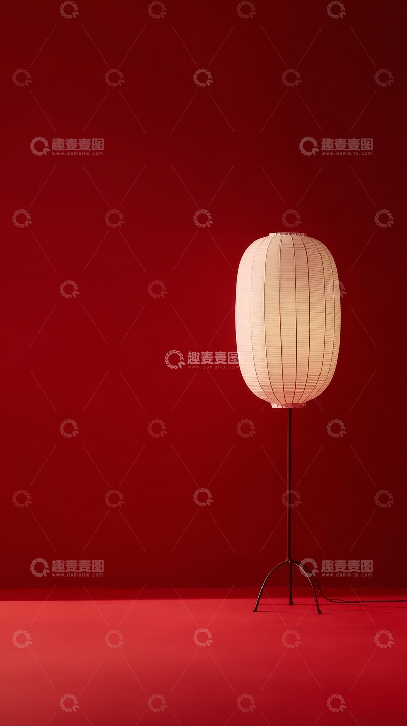 高清大图下载【趣麦麦图】红色背景上的白色落地灯