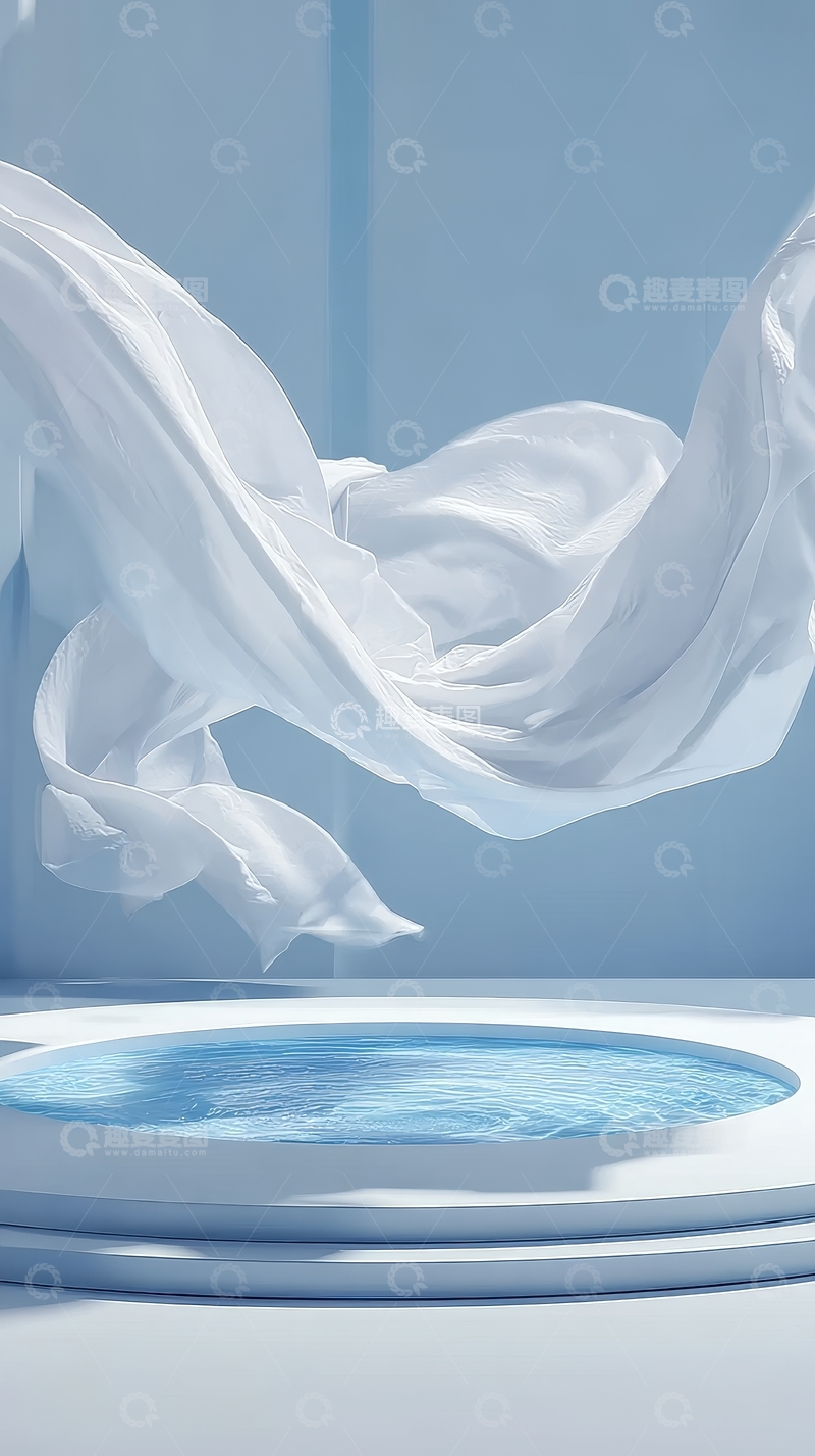 高清大图下载【趣麦麦图】白色布料在空中飘动