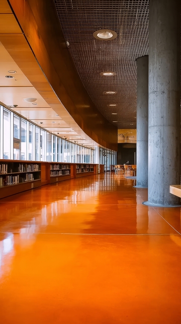 现代图书馆内部走廊