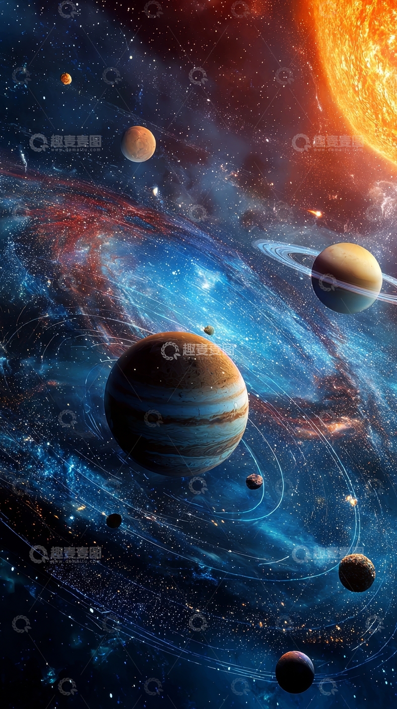 高清大图下载【趣麦麦图】宇宙星系行星环绕景象