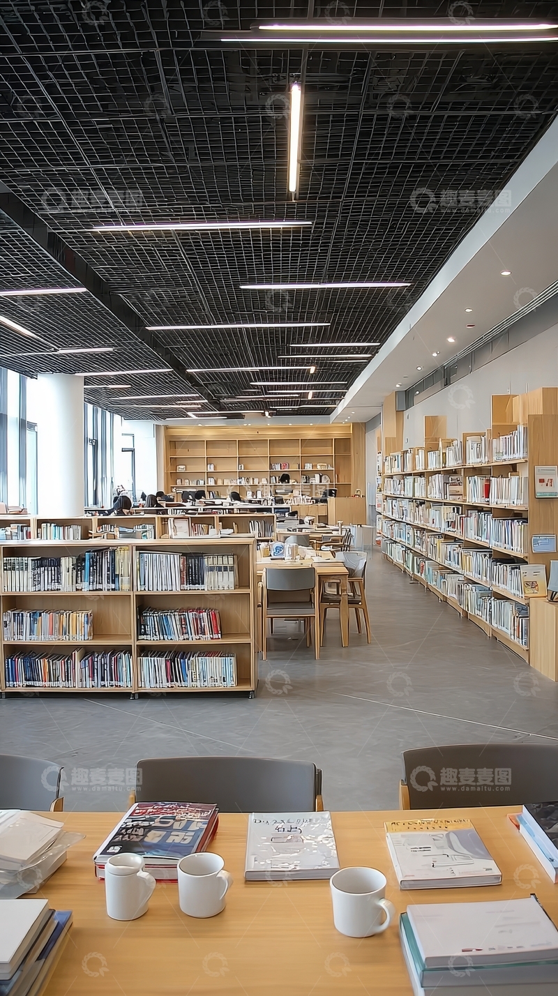 高清大图下载【趣麦麦图】现代图书馆内部阅读空间