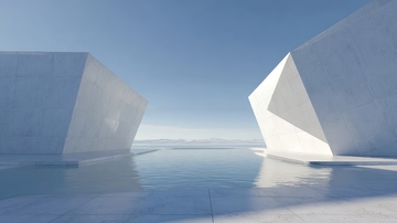 白色几何体漂浮于水面