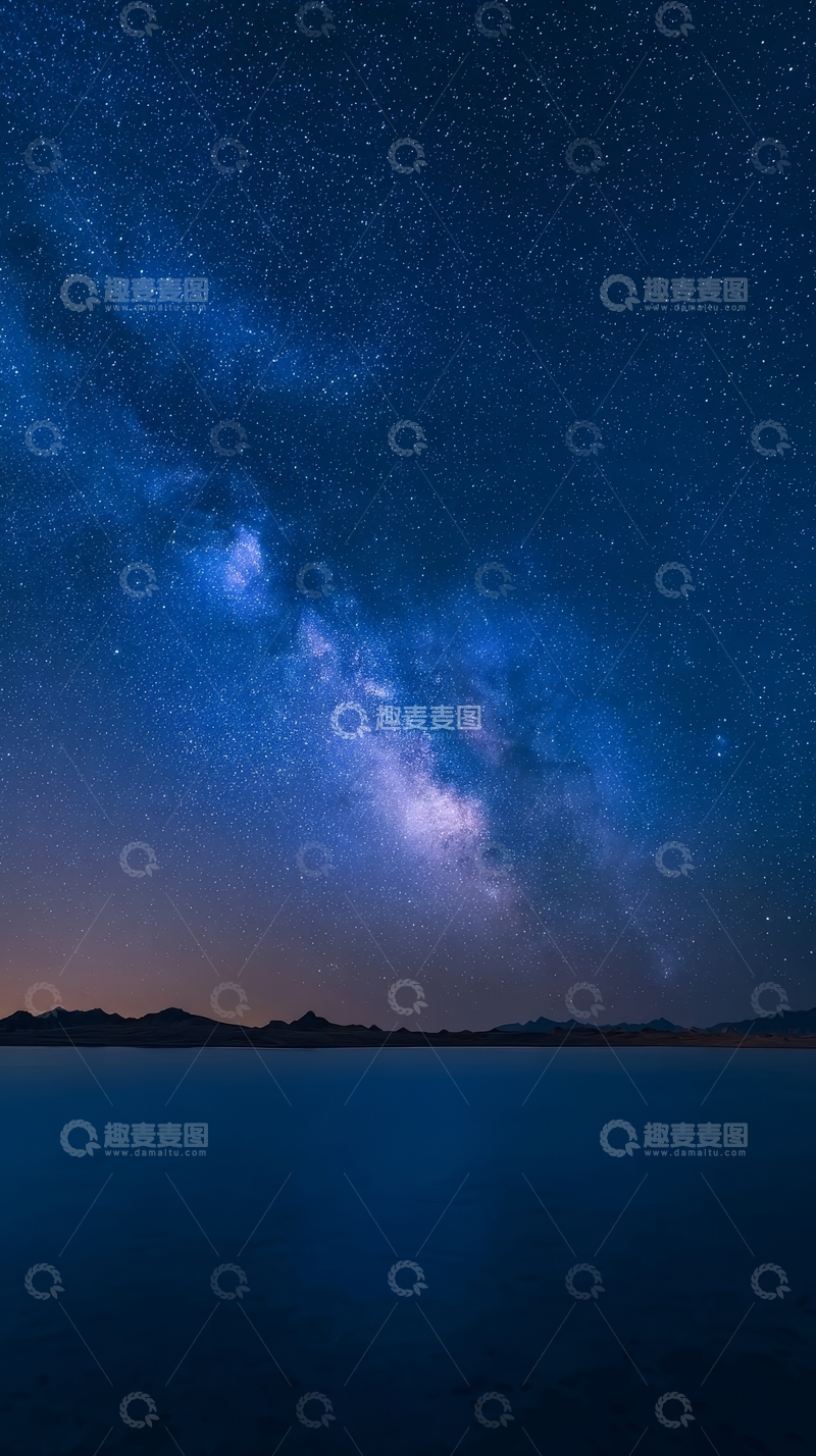 高清大图下载【趣麦麦图】夜空银河倒映湖面