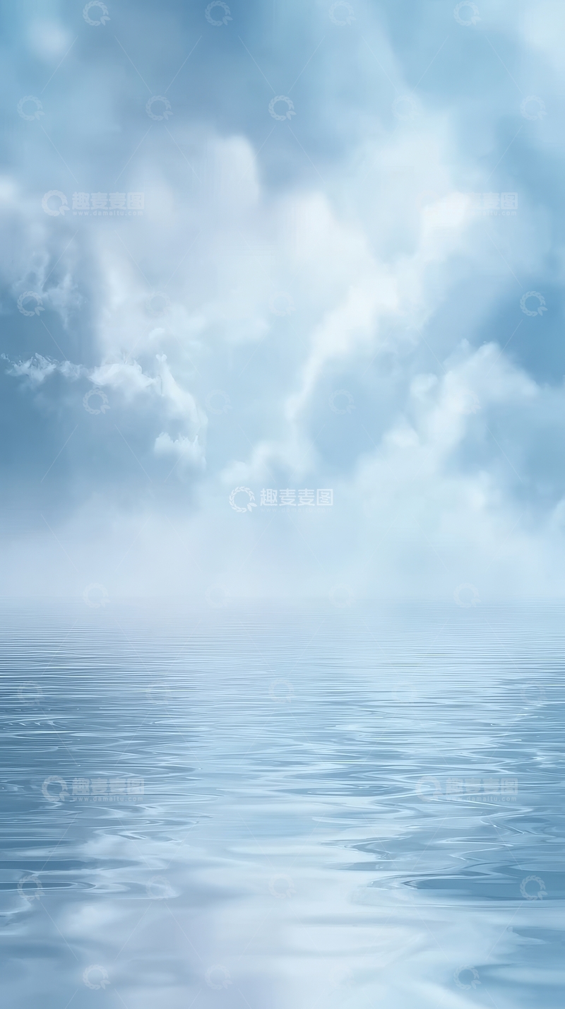 高清大图下载【趣麦麦图】平静海面与蓝天白云