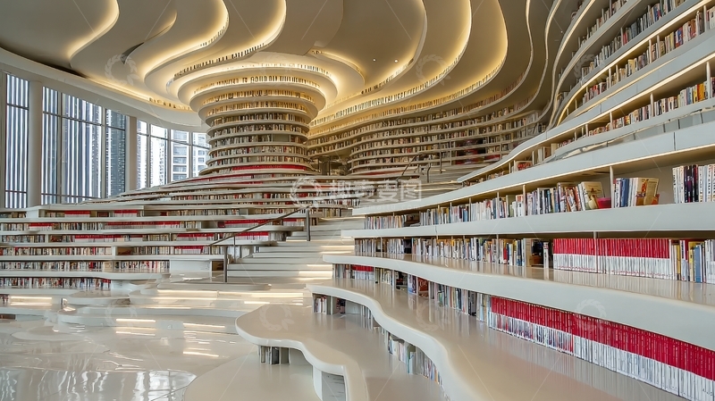 高清大图下载【趣麦麦图】现代图书馆内部设计