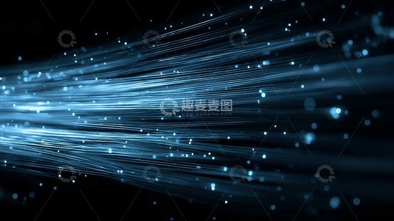 高清大图下载【趣麦麦图】-蓝色光束在黑暗中流动