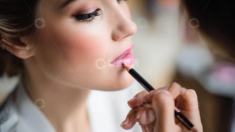 高清大图下载【趣麦麦图】女性正在涂抹口红