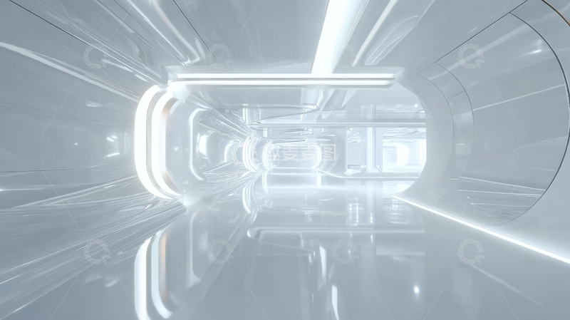 高清大图下载【趣麦麦图】未来感白色科技隧道内部