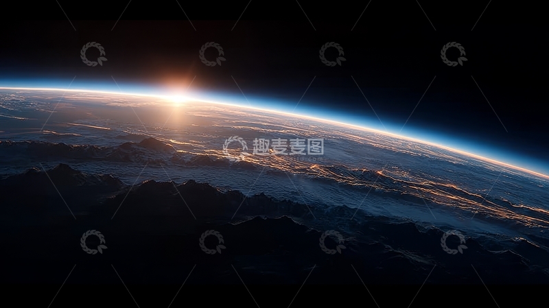 高清大图下载【趣麦麦图】-地球曲率与日出景象