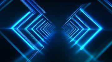 蓝色光带构成的几何隧道