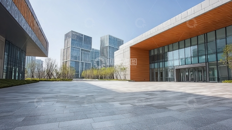 高清大图下载【趣麦麦图】现代建筑群前的开阔广场