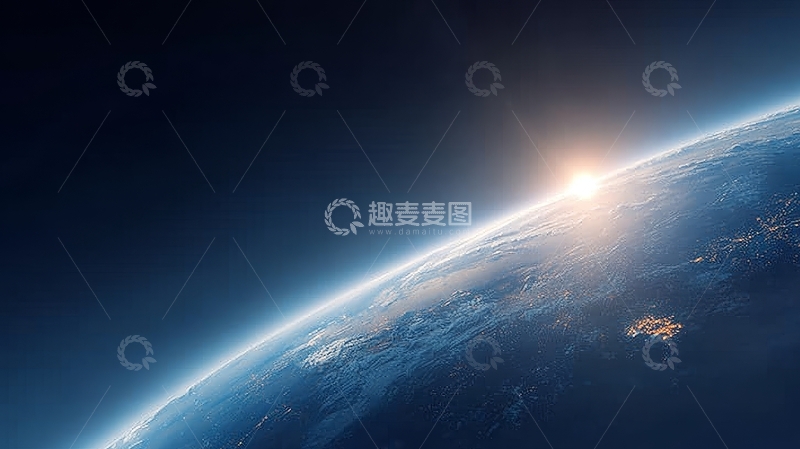 高清大图下载【趣麦麦图】地球从太空视角的日出景象